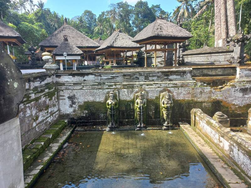 Ancient Balinese Water Temple Statues Spring Fountain Pool