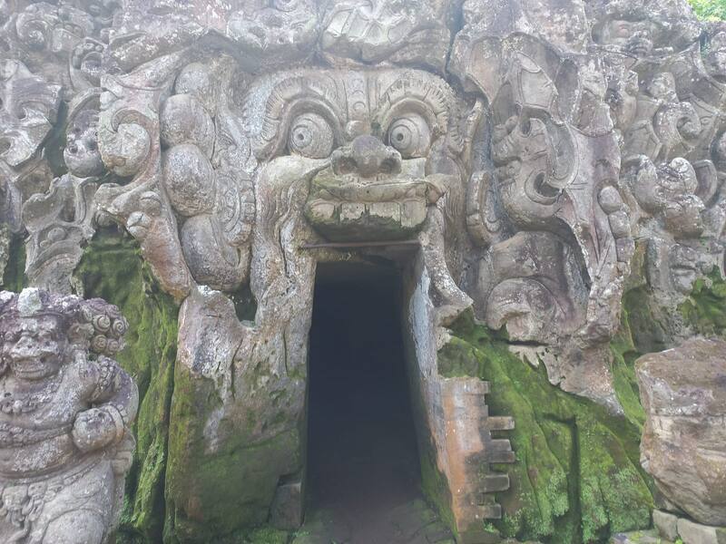 Ancient Stone Temple Entrance Carved Face Mossy