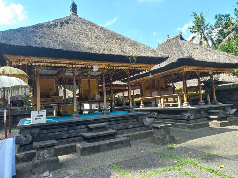 Balinese Temple Traditional Thatched Roof Open Pavilion Southeast Asia