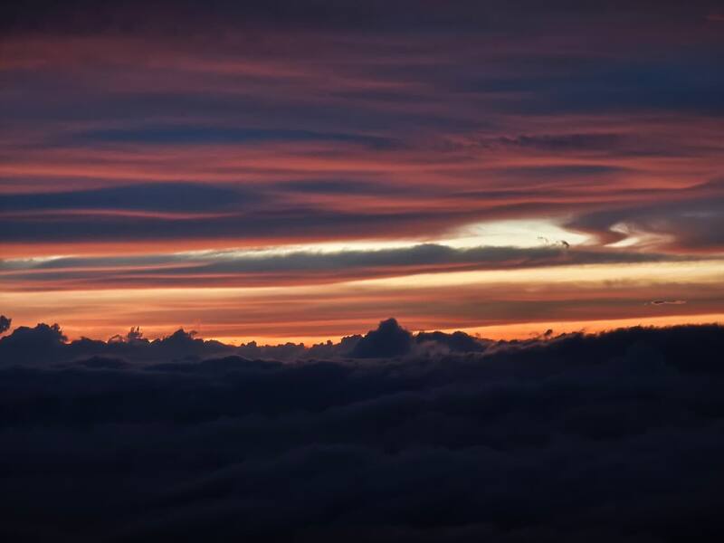 Dramatic Sunset Over Dark Clouds Colorful Sky Layers Evening