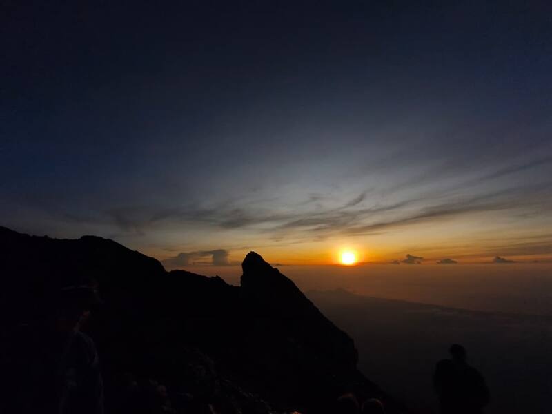 Sunset Over Mountain Silhouette With Darkened Sky And Clouds