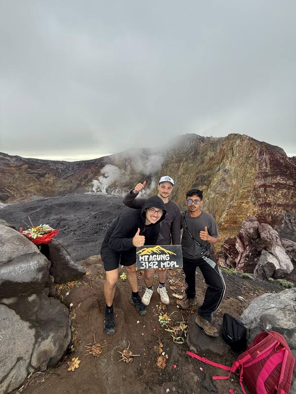 Three Hikers Mount Agung Volcano Crater Trail Signature Thumbsup